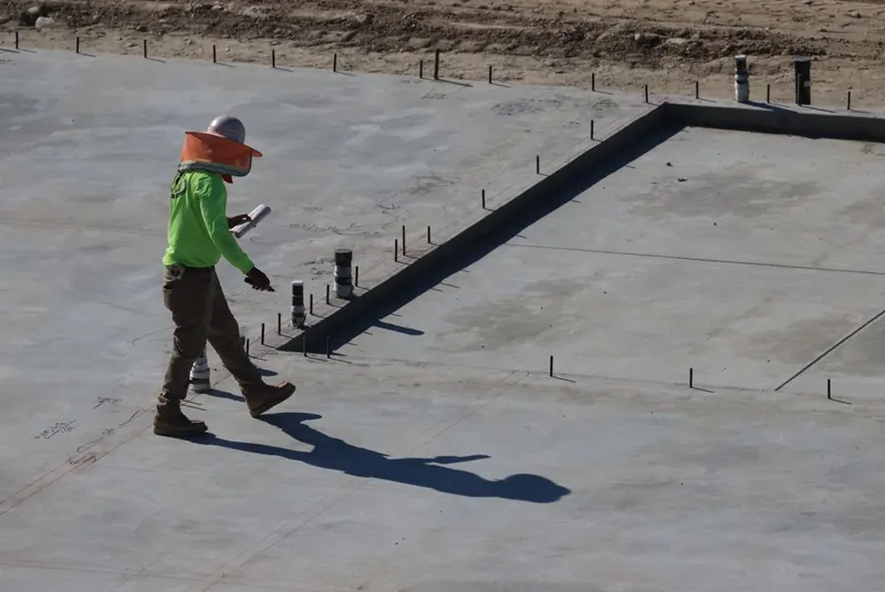 Checking over an existing concrete garage slab before deciding whether it can be reused