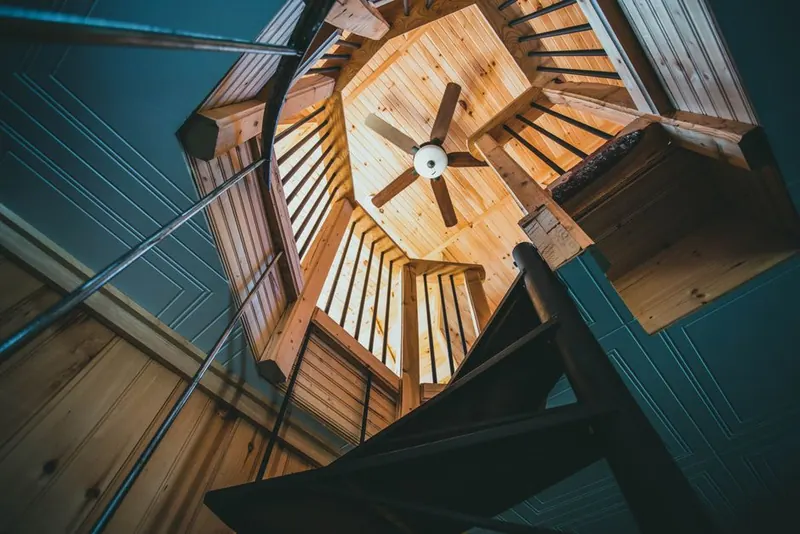 Compact spiral staircase of the kind considered where a Cornish loft conversion has little floor space