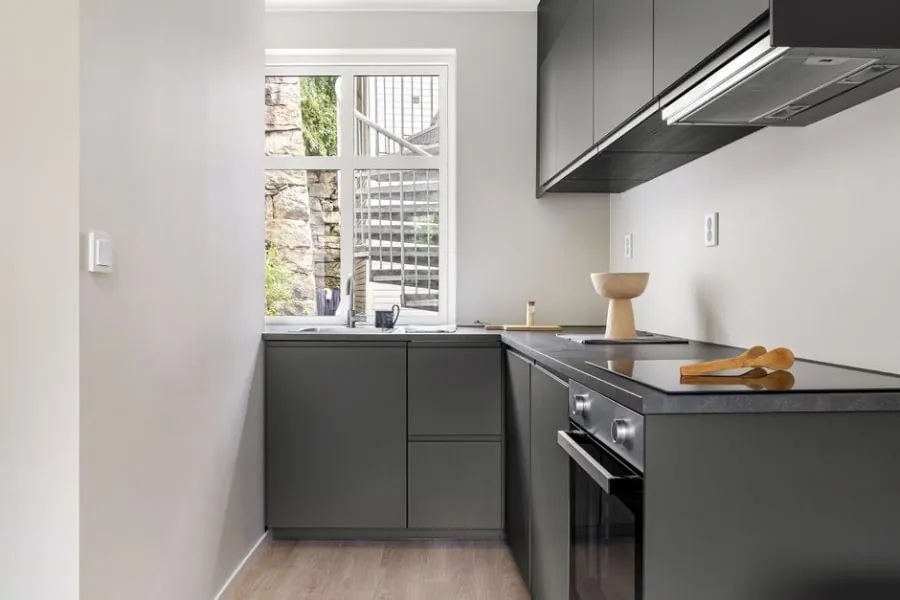 Kitchenette fitted into a granny flat annexe conversion in Cornwall
