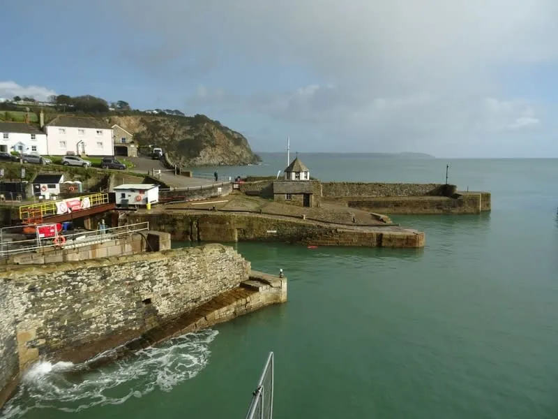 Charlestown's Georgian harbour walls and cottages above the historic dock