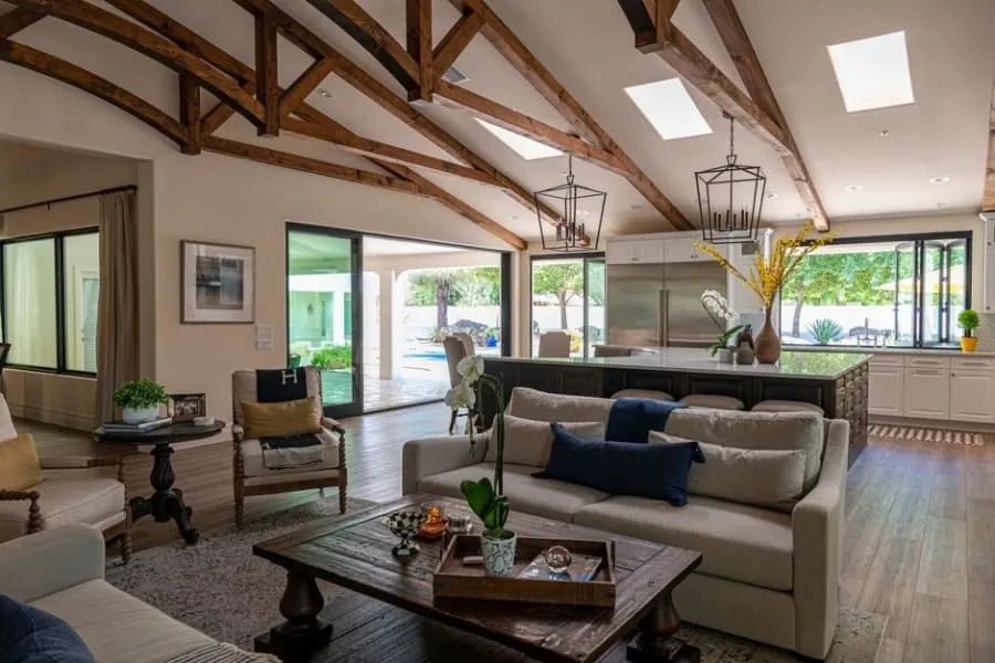 Integral garage in Cornwall opened up into the main house as an open plan living space