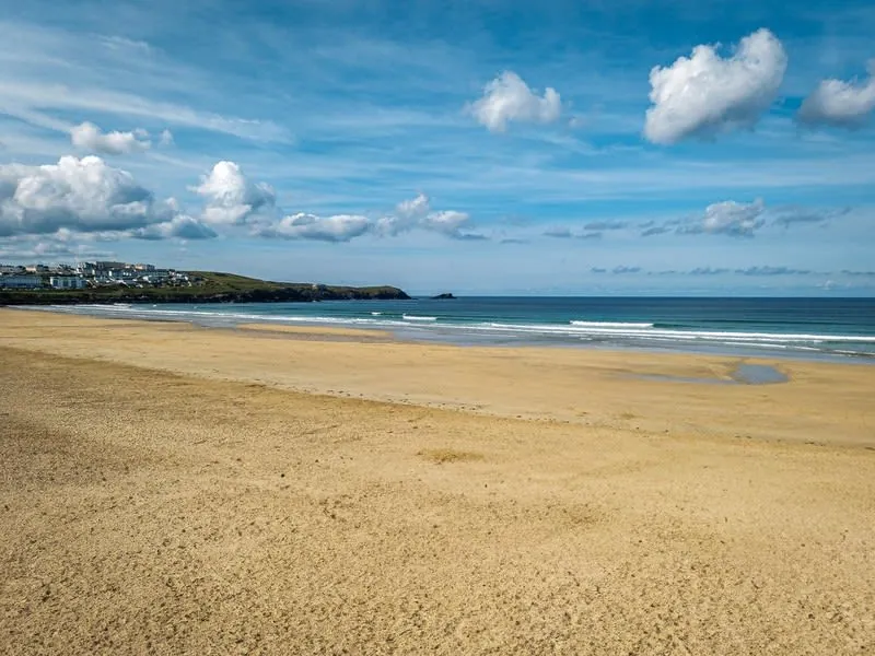 Golden sand and Atlantic rollers on one of Newquay's town beaches